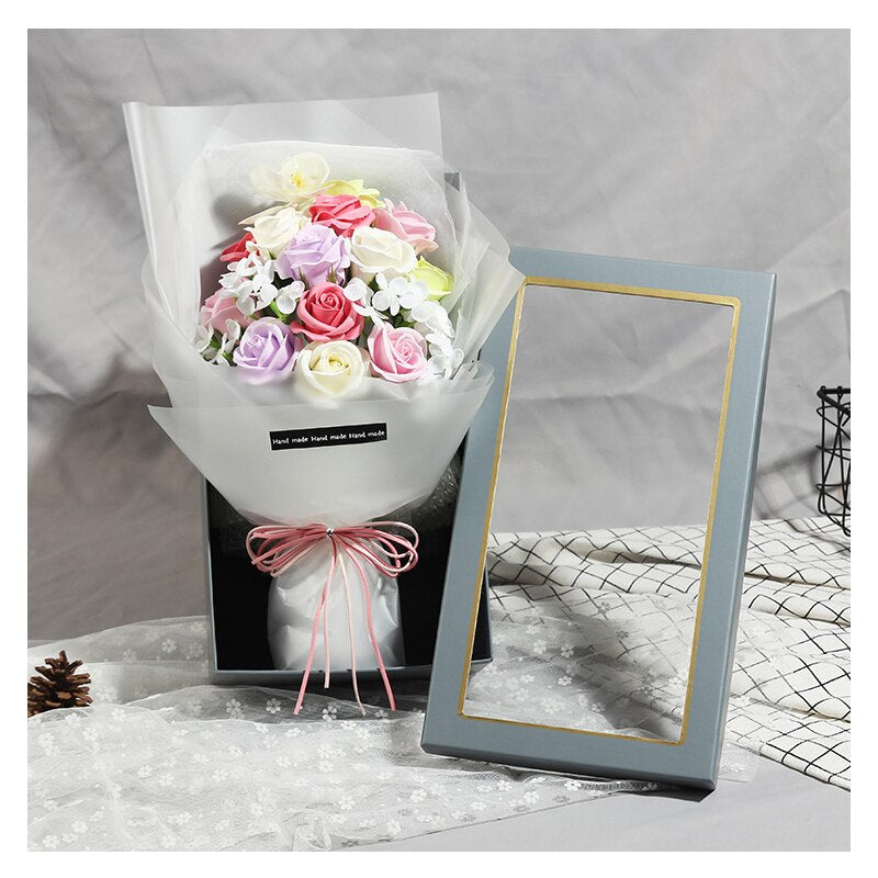 Artificial Rose Scented Soap Flower Gift Box Rose Bouquet Wedding Gift