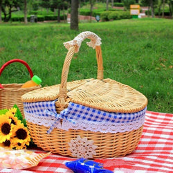 Retro Wicker Outdoor Carry-on Handle Storage Picnic Basket Crafts - funny gifts store