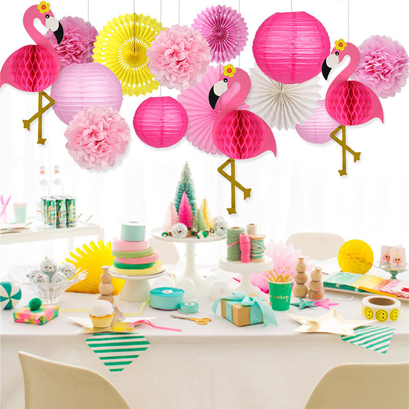 Flamingo Paper Flowers Tissue Paper Party Decoration Set