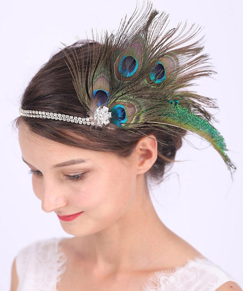 Chic Peacock Feathers Bohemian Wedding HeadWear - funny gifts store