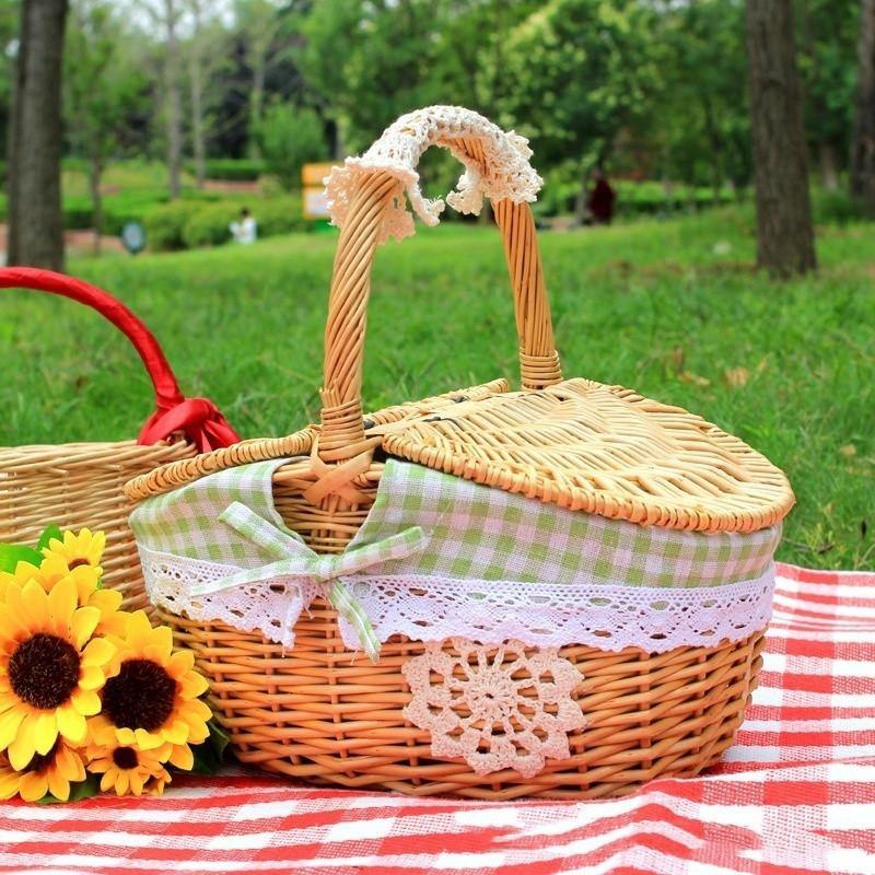 Retro Wicker Outdoor Carry-on Handle Storage Picnic Basket Crafts - funny gifts store