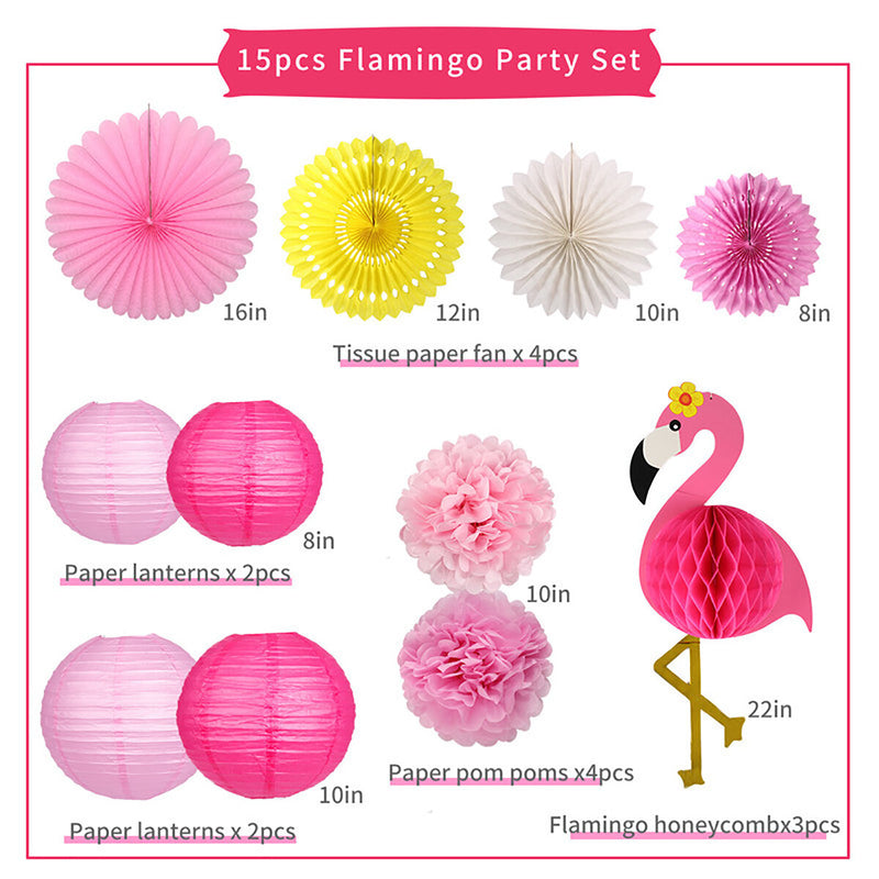 Flamingo Paper Flowers Tissue Paper Party Decoration Set